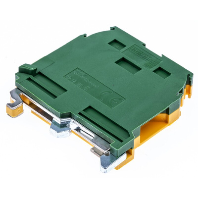 Entrelec SNA Series Green/Yellow Earth Terminal Block, 6mm², Single-Level, Screw Termination