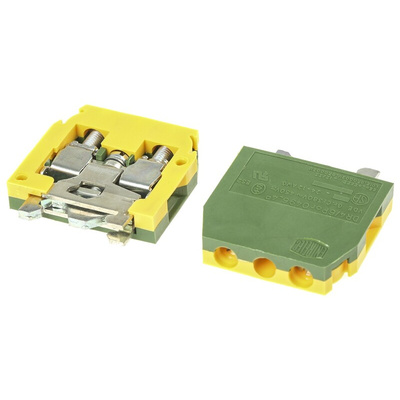 Entrelec SNA Series Green/Yellow DIN Rail Terminal Block, 4mm², Single-Level, Screw Termination