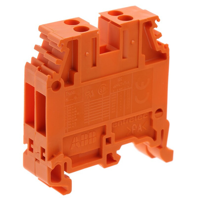 Entrelec SNA Series Orange DIN Rail Terminal Block, 4mm², Single-Level, Screw Termination