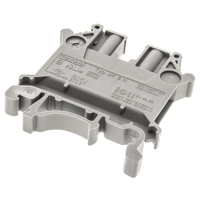 Phoenix Contact UK 5 N Series Grey DIN Rail Terminal Block, 0.2 → 4mm², Single-Level, Screw Termination