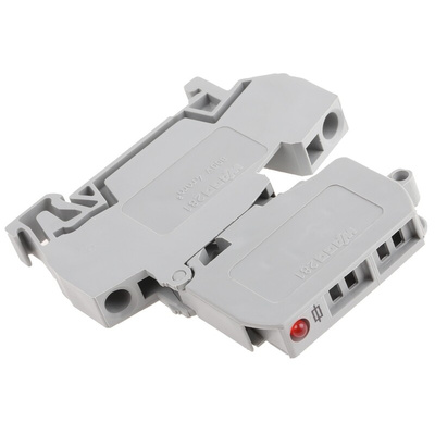 Wago 281 Series Grey Fuse Terminal Block, 4mm², Single-Level, Cage Clamp Termination, Fused