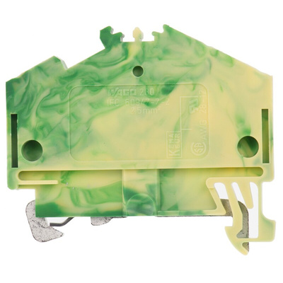 Wago 280 Series Green/Yellow Earth Terminal Block, 2.5mm², Single-Level, Cage Clamp Termination