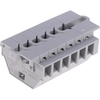 Wago 260 Series Grey Terminal Strip, 1.5mm², Single-Level, Cage Clamp Termination