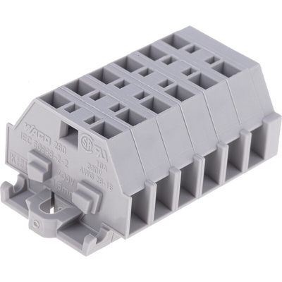 Wago 260 Series Grey Terminal Strip, 1.5mm², Single-Level, Cage Clamp Termination