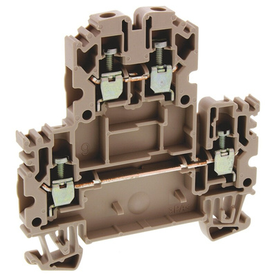 Weidmuller WDK Series Brown Double Level Terminal Block, 2.5mm², Double-Level, Screw Termination, ATEX