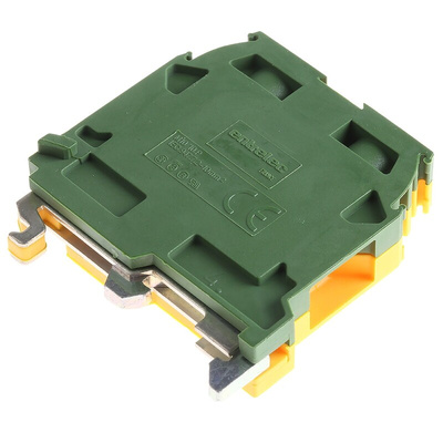 Entrelec SNA Series Green/Yellow Earth Terminal Block, 10mm², Single-Level, Screw Termination