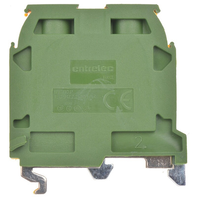 Entrelec SNA Series Green/Yellow Earth Terminal Block, 10mm², Single-Level, Screw Termination