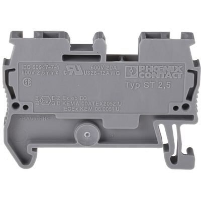 Phoenix Contact Grey ST 2.5 Feed Through Terminal Block, Single level, 0.2 → 6mm², 800 V