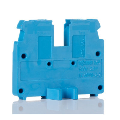 Wago 869 Series Blue DIN Rail Terminal Block, 2.5mm², Single-Level, Cage Clamp Termination, ATEX, IECEx