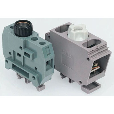 Entrelec MB Series Black, Grey Fused DIN Rail Terminal, 10mm², Screw Termination, Fused