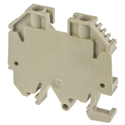 Weidmuller WDU Series Brown Feed Through Terminal Block, 6mm², Single-Level, Screw Termination