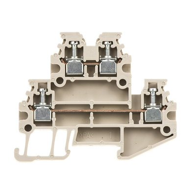 Weidmuller WDK Series Dark Beige DIN Rail Terminal Block, 1.5mm², Double-Level, Screw Termination, ATEX, IECEx