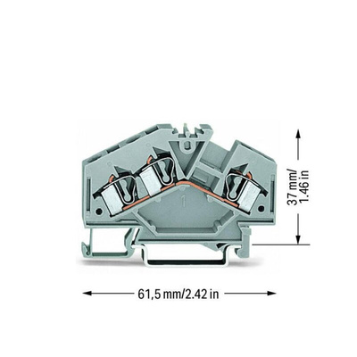 Wago 281 Series Grey Feed Through Terminal Block, 4mm², Single-Level, Cage Clamp Termination