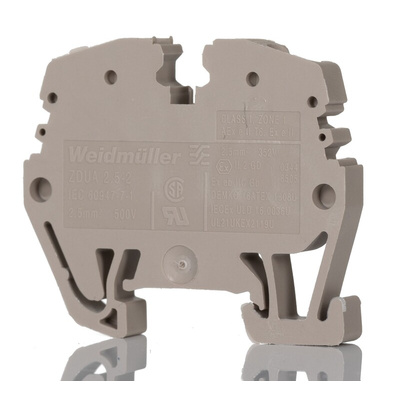 Weidmuller ZDUA Series Dark Beige DIN Rail Terminal Block, 2.5mm², Single-Level, Feed Through Termination, ATEX, IECEx