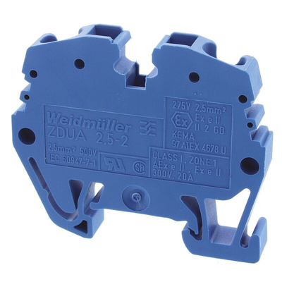 Weidmuller ZDUA Series Blue DIN Rail Terminal Block, 2.5mm², Single-Level