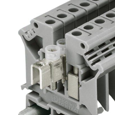Phoenix Contact UK 6 N Series Grey DIN Rail Terminal Block, 0.2 → 6mm², Single-Level, Screw Termination, ATEX