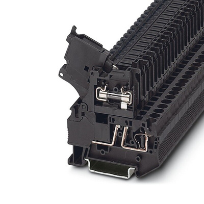 Phoenix Contact ST 4-HESI (5X20) Series Black Fused DIN Rail Terminal, 4mm², Single-Level, Spring Clamp Termination,