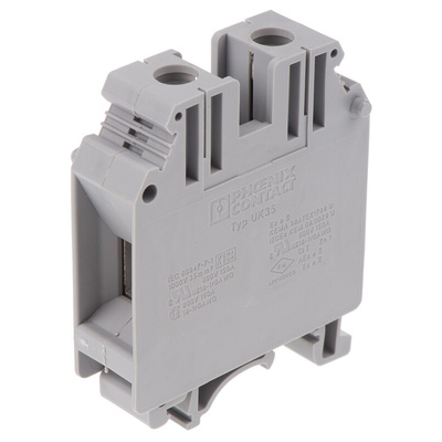 Phoenix Contact UK 35 Series Grey DIN Rail Terminal Block, 0.75 → 35mm², Single-Level, Screw Termination, ATEX