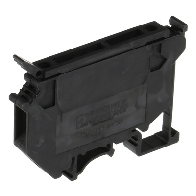 Phoenix Contact UK 5-HESI Series Black Fused DIN Rail Terminal, 1mm², Single-Level, Screw Termination, Fused, ATEX