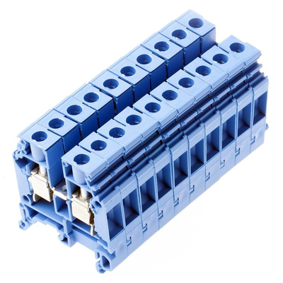 Entrelec SNA Series Blue DIN Rail Terminal Block, 6mm², Single-Level, Screw Termination