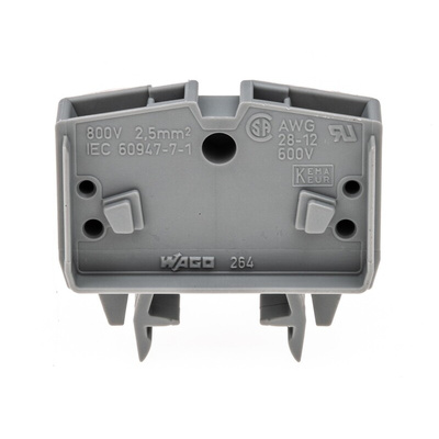 Wago 264 Series Grey Feed Through Terminal Block, 2.5mm², Single-Level, Cage Clamp Termination