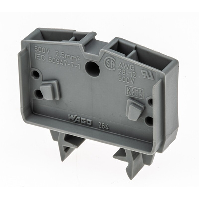 Wago 264 Series Grey Feed Through Terminal Block, 2.5mm², Single-Level, Cage Clamp Termination