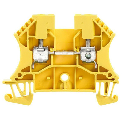 Weidmuller WDU Series Yellow Standard Din Rail Terminal, 4mm², Single-Level, Screw Termination, ATEX