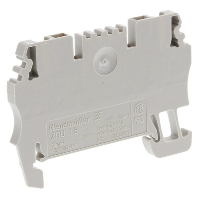 Weidmuller ZDU Series Brown Standard Din Rail Terminal, 1.5mm², Single-Level, Clamp Termination