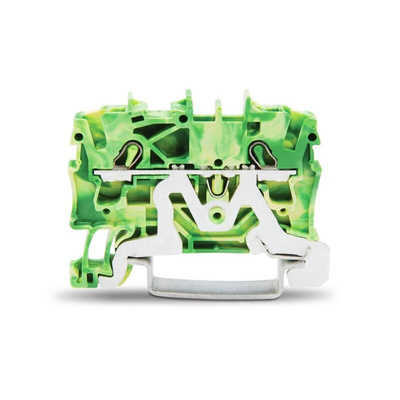 Wago TOPJOB S, 2002 Series Green/Yellow Earth Terminal Block, 2.5mm², Single-Level, Push-In Cage Clamp Termination,