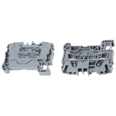 Wago TOPJOB S, 2004 Series Grey Feed Through Terminal Block, 4mm², Single-Level, Push-In Cage Clamp Termination, ATEX,