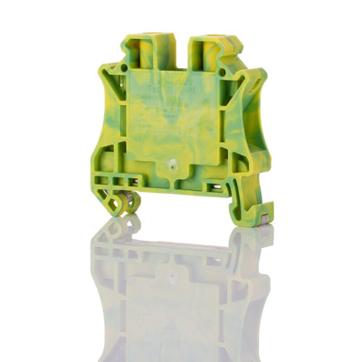 Phoenix Contact UT 10-PE Series Green/Yellow DIN Rail Terminal Block, 0.5 → 16mm², Single-Level, Screw