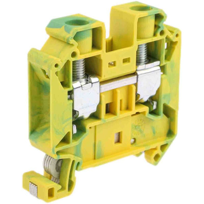 Phoenix Contact UT 16-PE Series Green/Yellow Earth Terminal Block, 1.5 → 25mm², Single-Level, Screw Termination,