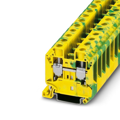 Phoenix Contact UT 16-PE Series Green/Yellow Earth Terminal Block, 1.5 → 25mm², Single-Level, Screw Termination,