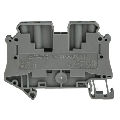 Phoenix Contact UT 4-QUATTRO Series Grey Feed Through Terminal Block, 0.14 → 6mm², Single-Level, Screw