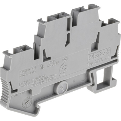 Phoenix Contact STTB 2.5 Series Grey Double Level Terminal Block, 0.08 → 4mm², Double-Level, Spring Clamp