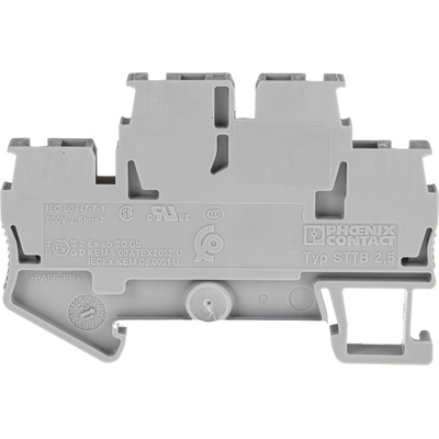 Phoenix Contact STTB 2.5 Series Grey Double Level Terminal Block, 0.08 → 4mm², Double-Level, Spring Clamp