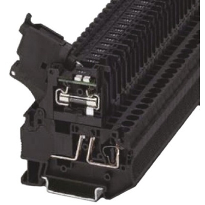 Phoenix Contact Clipline Series Black Fused DIN Rail Terminal, Single-Level, Spring Clamp Termination, Fused