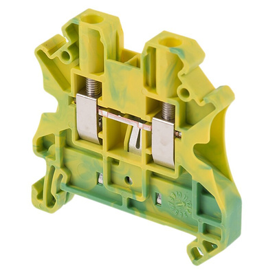 Phoenix Contact UT 4-PE Series Green/Yellow Earth Terminal Block, 0.14 → 6mm², Single-Level, Screw Termination,