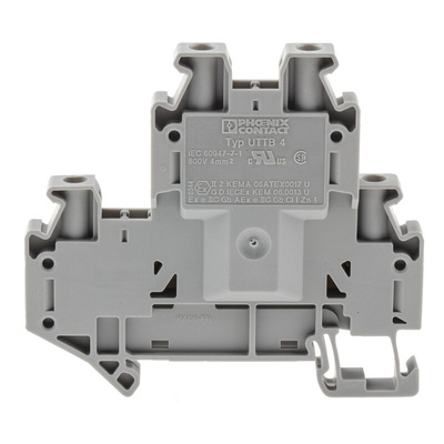 Phoenix Contact UTTB Clipline Series Grey Double Level Terminal Block, 0.14 → 6mm², Double-Level, Screw
