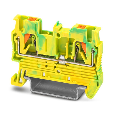 Phoenix Contact PT 2.5-PE Series Green/Yellow Earth Terminal Block, 0.14 → 4mm², Single-Level, Push In