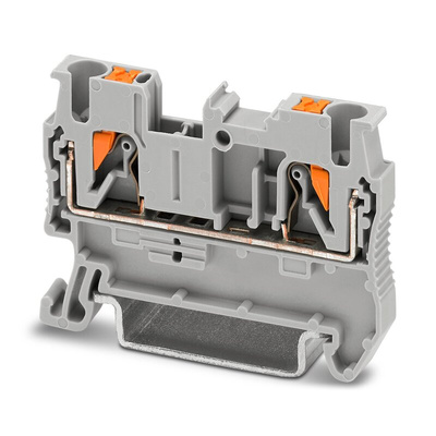 Phoenix Contact PT 2.5 Series Grey Feed Through Terminal Block, 0.14 → 4mm², Single-Level, Push In Termination,