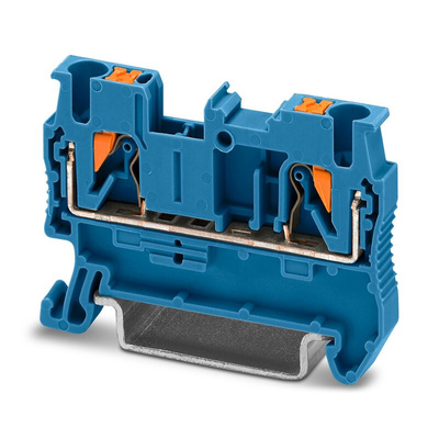 Phoenix Contact PT 2.5 BU Series Blue Feed Through Terminal Block, 0.14 → 4mm², Single-Level, Push In Termination