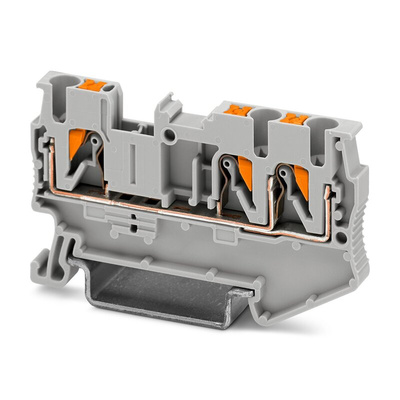 Phoenix Contact PT 2.5-TWIN Series Grey Feed Through Terminal Block, 0.14 → 4mm², Single-Level, Push In