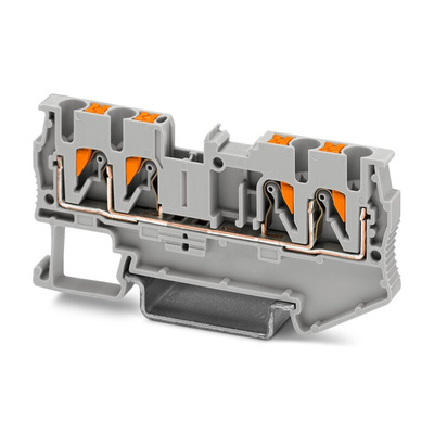 Phoenix Contact PT 2.5-QUATTRO Series Grey Feed Through Terminal Block, 0.14 → 4mm², Single-Level, Push In