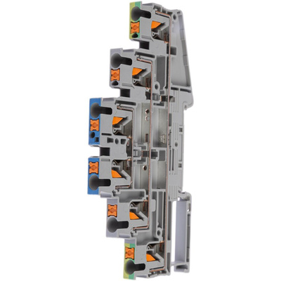 Phoenix Contact PT 2.5-PE/L/N Series Grey Earth Terminal Block, 0.14 → 4mm², Triple-Level, Push In Termination