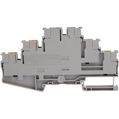Phoenix Contact PT 2.5-PE/L/N Series Grey Earth Terminal Block, 0.14 → 4mm², Triple-Level, Push In Termination