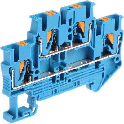 Phoenix Contact PTTB 2.5 BU Series Blue Double Level Terminal Block, 0.14 → 4mm², Double-Level, Push In