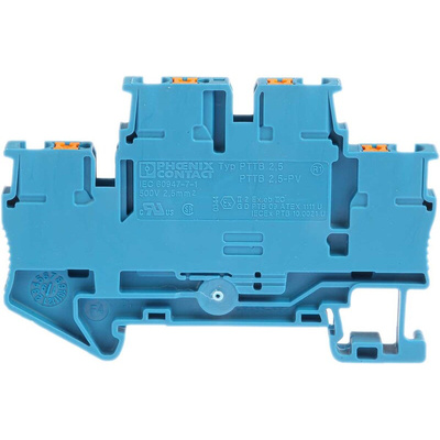 Phoenix Contact PTTB 2.5 BU Series Blue Double Level Terminal Block, 0.14 → 4mm², Double-Level, Push In