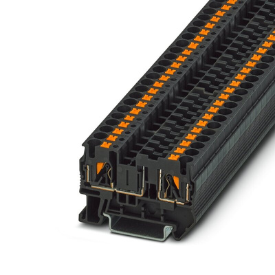 Phoenix Contact PT 4-FSI/F Series Black Fused DIN Rail Terminal, 4mm², Single-Level, Push In Termination, Fused, CSA
