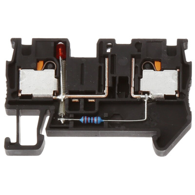 Phoenix Contact PT 4-FSI/F-LED 24 Series Black Fused DIN Rail Terminal, 4mm², Single-Level, Push In Termination, Fused